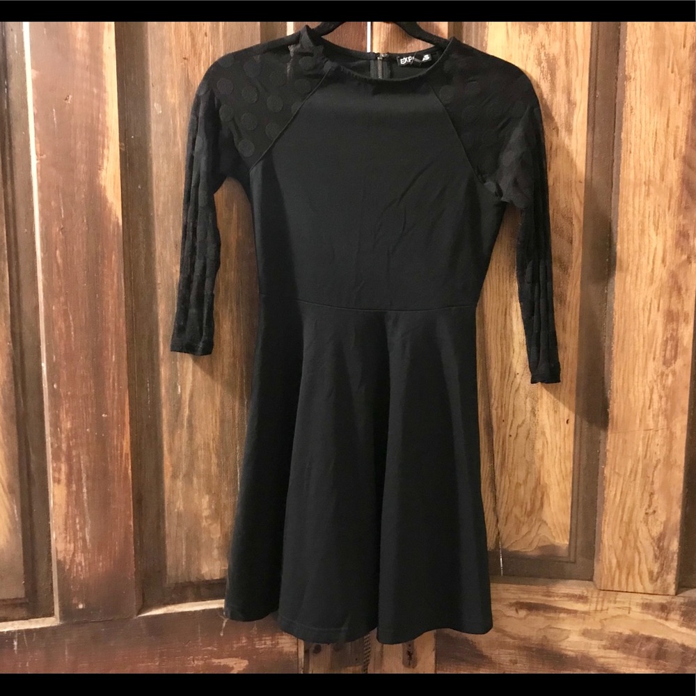 EXPRESS 3/4 mesh sleeve skater dress